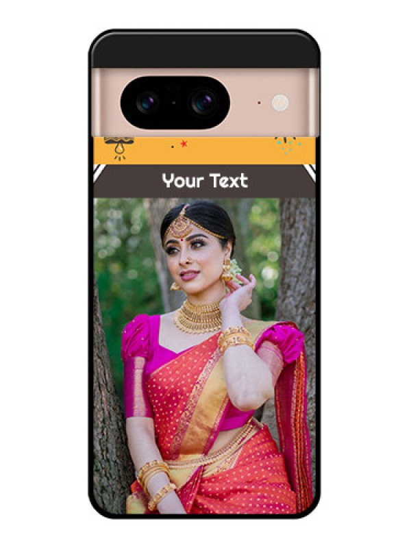 Custom Google Pixel 8 5G Custom Glass Phone Case - With Family Picture And Icons