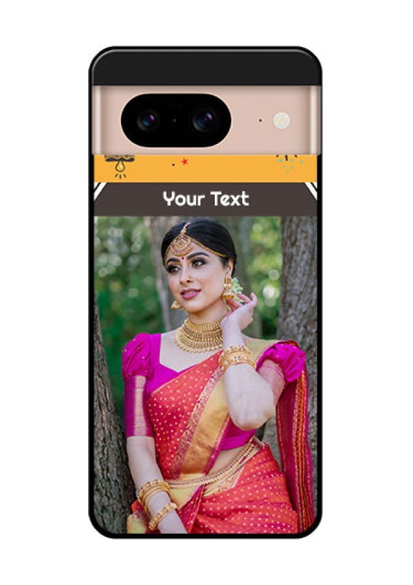 Google Pixel 8 5G Custom Glass Phone Case - With Family Picture And Icons
