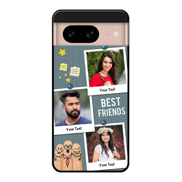 Google Pixel 8 5G Custom Glass Phone Case - Sticky Frames And Friendship Design