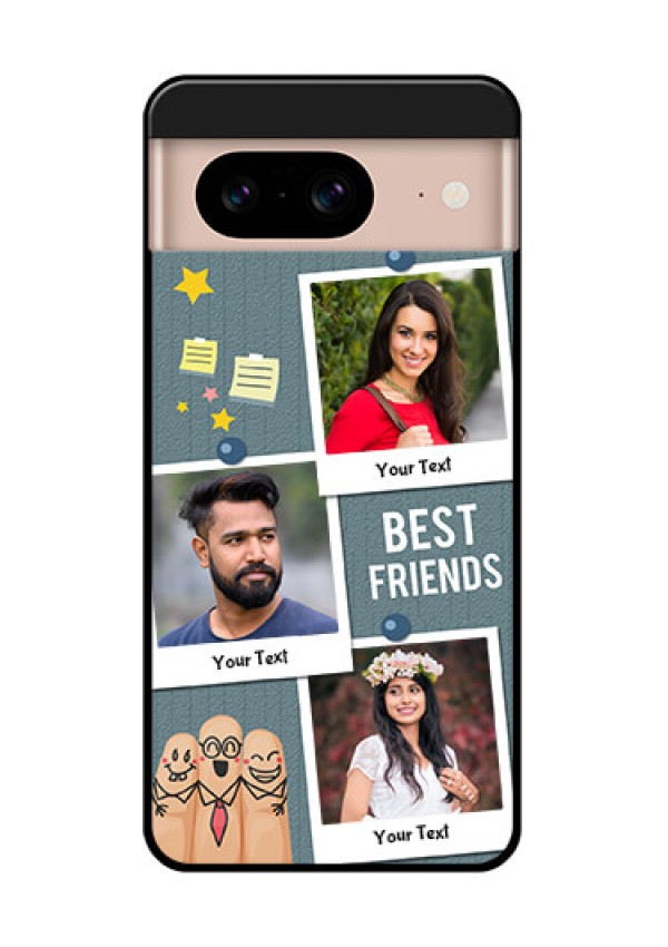 Google Pixel 8 5G Custom Glass Phone Case - Sticky Frames And Friendship Design