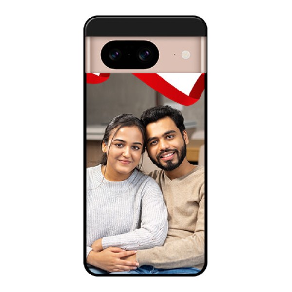 Google Pixel 8 5G Custom Glass Phone Case - Red Ribbon Frame Design