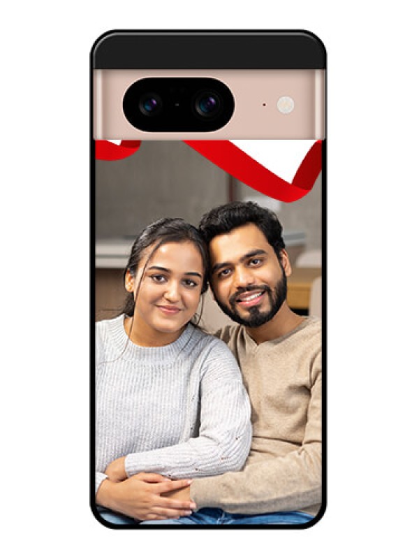 Custom Google Pixel 8 5G Custom Glass Phone Case - Red Ribbon Frame Design