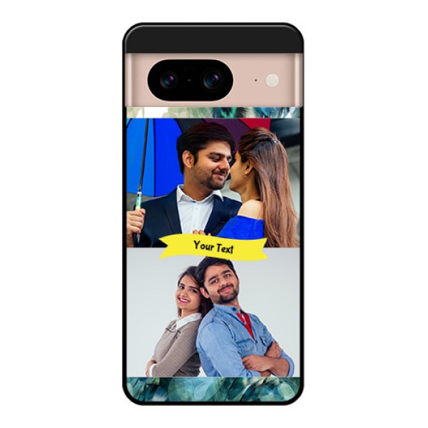 Google Pixel 8 5G Custom Glass Phone Case - Image With Boho Peacock Feather Design