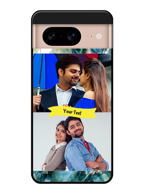 Custom Google Pixel 8 5G Custom Glass Phone Case - Image With Boho Peacock Feather Design