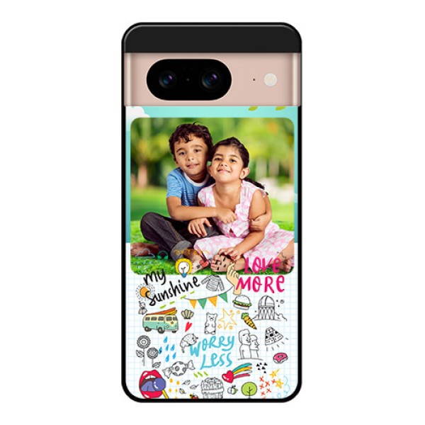 Google Pixel 8 5G Custom Glass Phone Case - Doodle Love Design