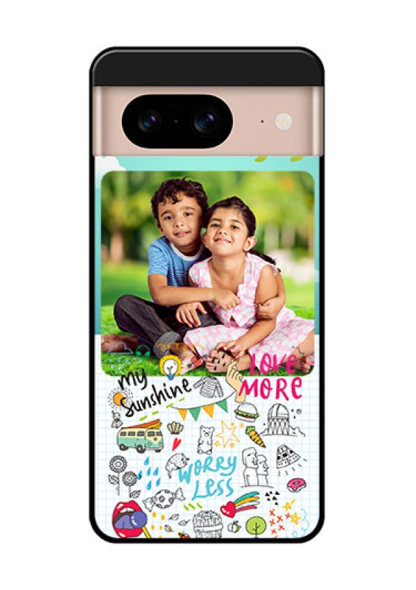 Google Pixel 8 5G Custom Glass Phone Case - Doodle Love Design