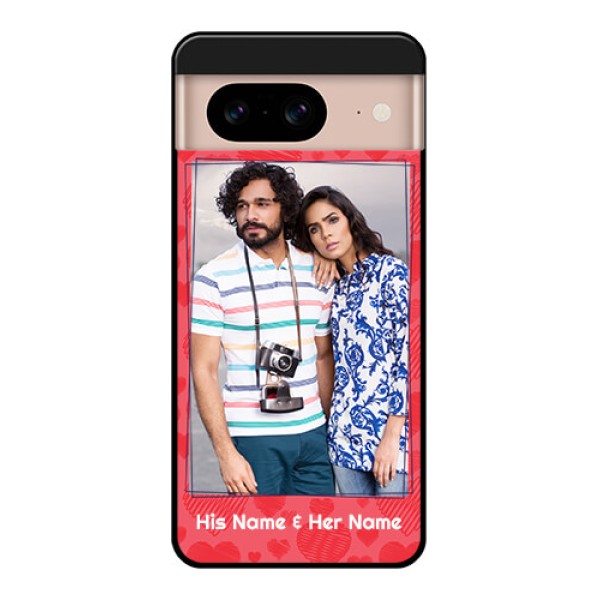 Google Pixel 8 5G Custom Glass Phone Case - With Red Heart Symbols Design