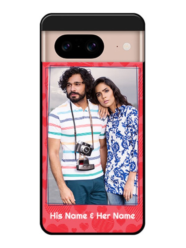 Custom Google Pixel 8 5G Custom Glass Phone Case - With Red Heart Symbols Design