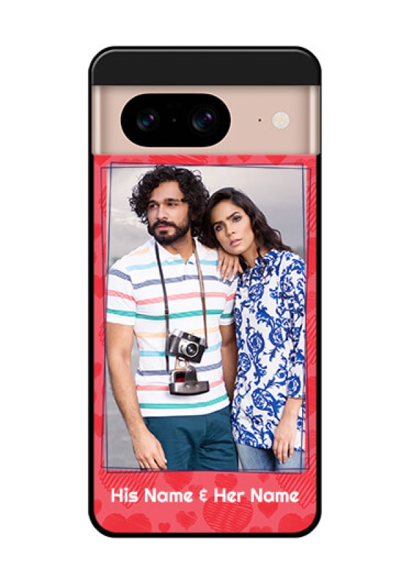 Google Pixel 8 5G Custom Glass Phone Case - With Red Heart Symbols Design