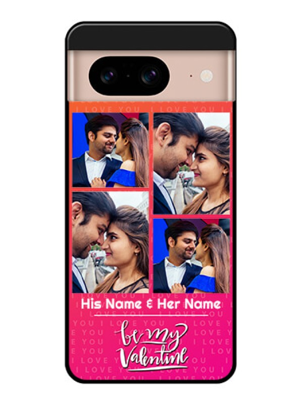 Custom Google Pixel 8 5G Custom Glass Phone Case - I Love You Pink Design