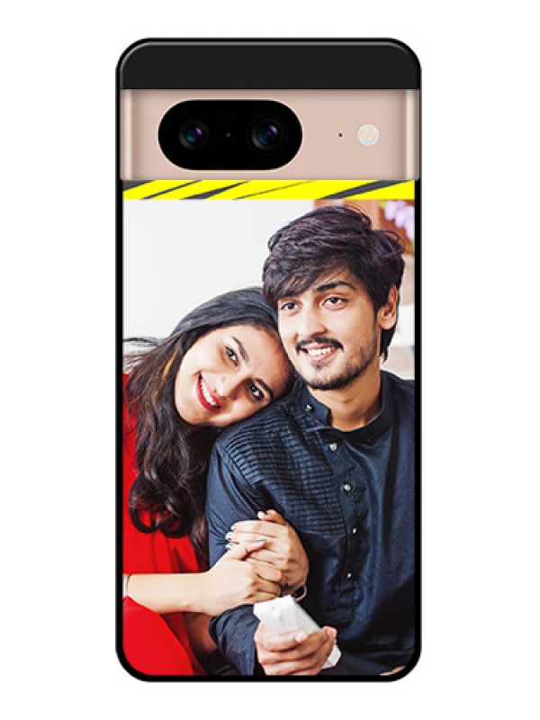 Custom Google Pixel 8 5G Custom Glass Phone Case - Yellow Abstract Design