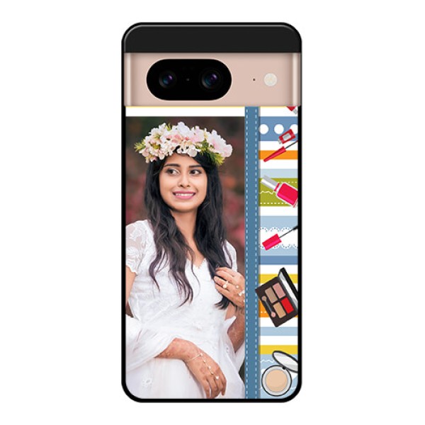 Google Pixel 8 5G Custom Glass Phone Case - Makeup Icons Design
