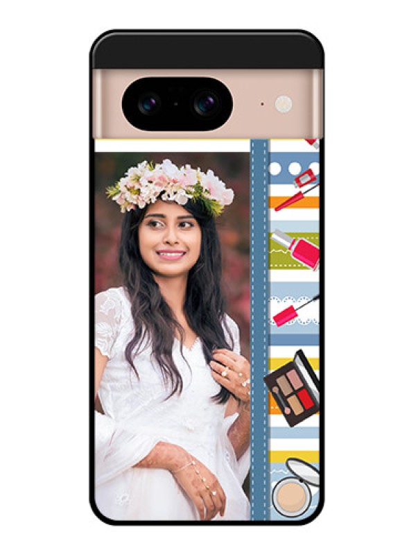 Custom Google Pixel 8 5G Custom Glass Phone Case - Makeup Icons Design