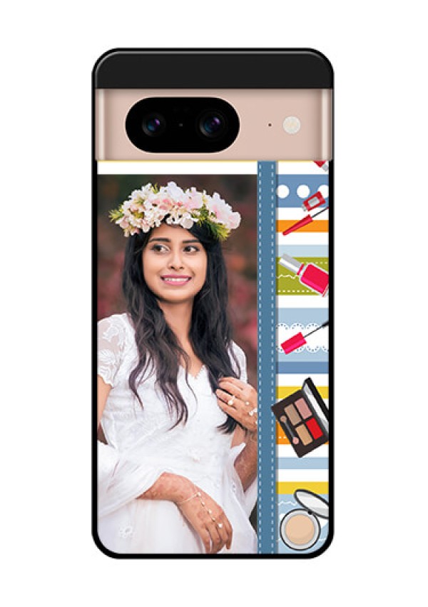 Google Pixel 8 5G Custom Glass Phone Case - Makeup Icons Design
