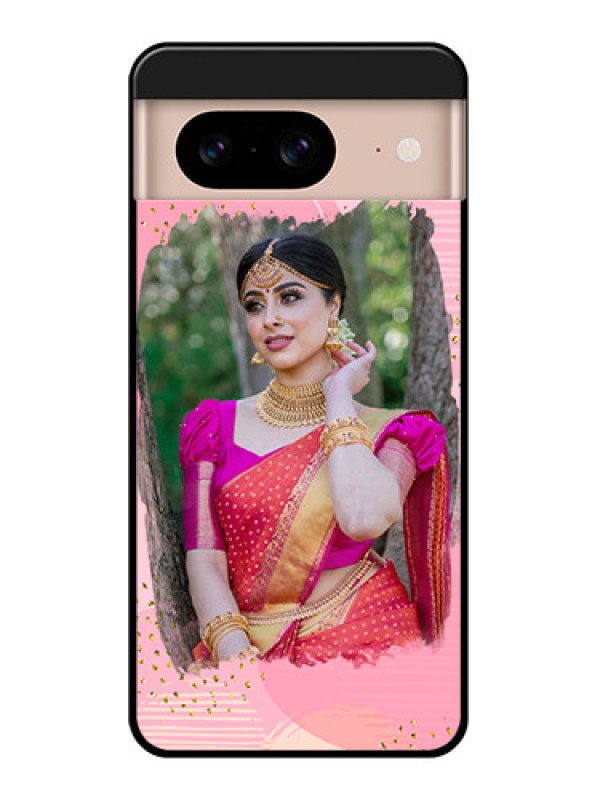 Custom Google Pixel 8 5G Custom Glass Phone Case - Gold Glitter Splash Design