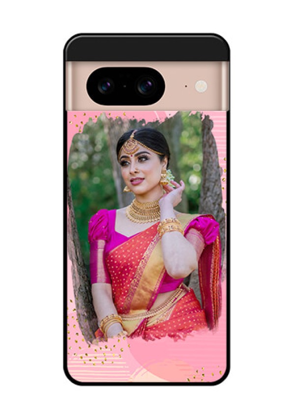 Google Pixel 8 5G Custom Glass Phone Case - Gold Glitter Splash Design