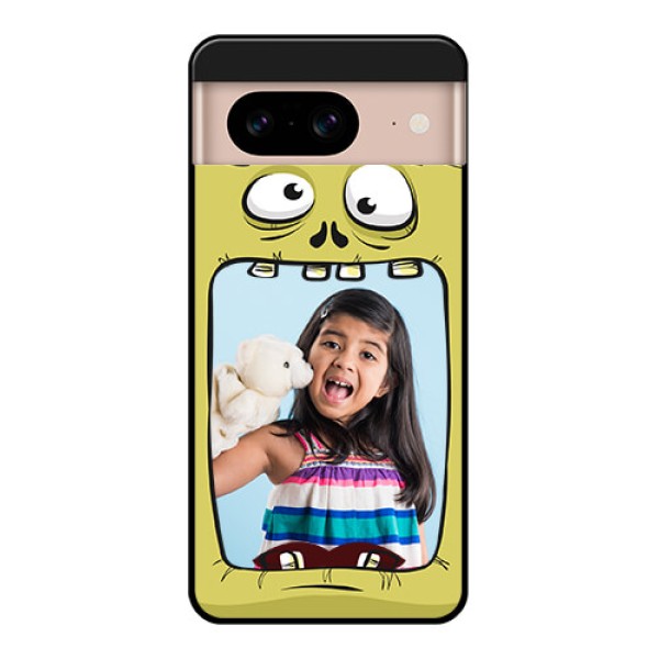 Google Pixel 8 5G Custom Glass Phone Case - Cartoon Monster Back Case Design