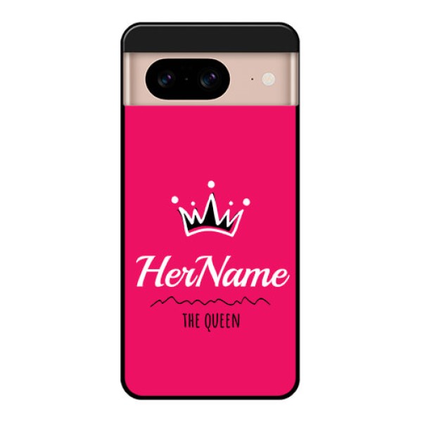 Google Pixel 8 5G Custom Glass Phone Case - Queen With Name Design