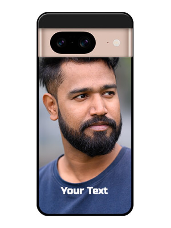 Custom Google Pixel 8 5G Custom Glass Phone Case - Photo With Text Design