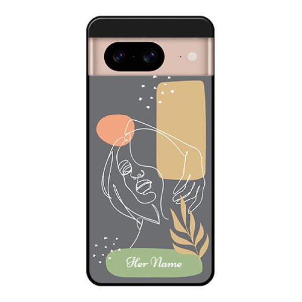 Google Pixel 8 5G Custom Glass Phone Case - Gazing Woman Line Art Design