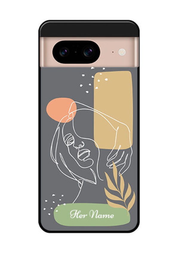 Google Pixel 8 5G Custom Glass Phone Case - Gazing Woman Line Art Design