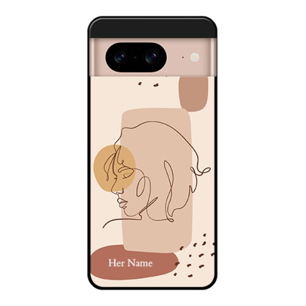 Google Pixel 8 5G Custom Glass Phone Case - Calm Woman Line Art Design