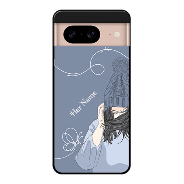 Google Pixel 8 5G Custom Glass Phone Case - Girl In Winter Outfit Design