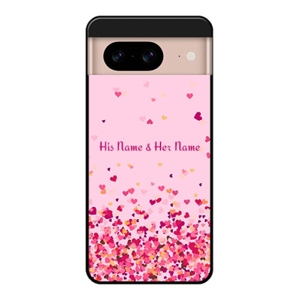Google Pixel 8 5G Custom Glass Phone Case - Floating Hearts Design