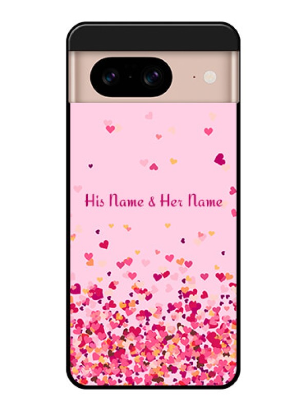 Custom Google Pixel 8 5G Custom Glass Phone Case - Floating Hearts Design