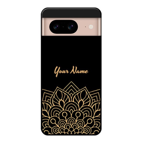 Google Pixel 8 5G Custom Glass Phone Case - Golden Mandala Design