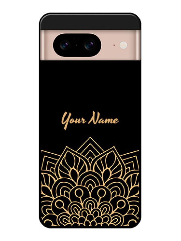 Custom Google Pixel 8 5G Custom Glass Phone Case - Golden Mandala Design