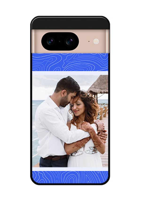 Google Pixel 8 5G Custom Glass Phone Case - Curved Line Art With Blue And White Design