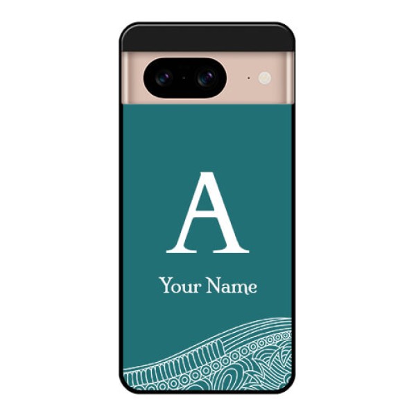 Google Pixel 8 5G Custom Glass Phone Case - Line Art Pattern With Custom Name Design