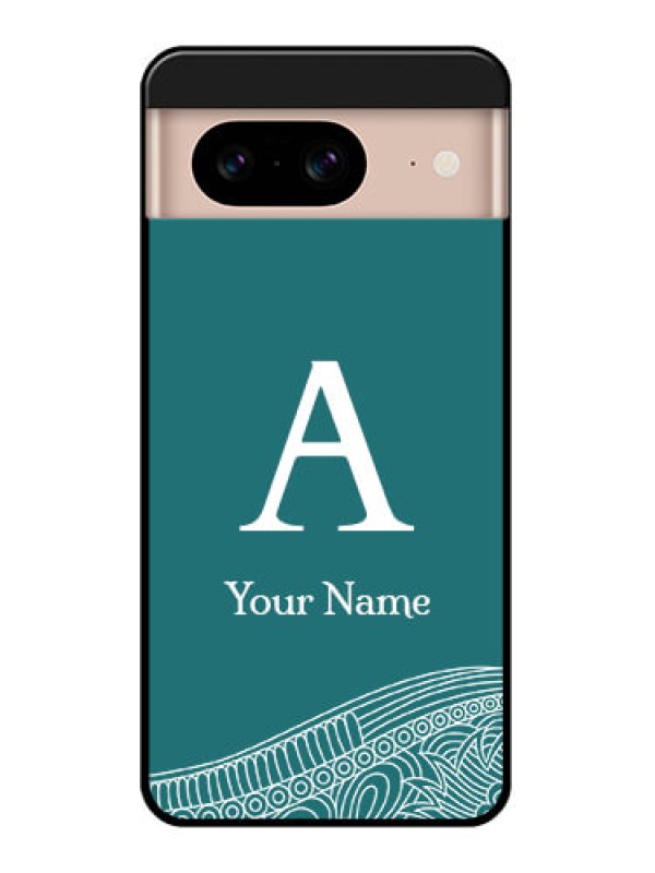 Custom Google Pixel 8 5G Custom Glass Phone Case - Line Art Pattern With Custom Name Design