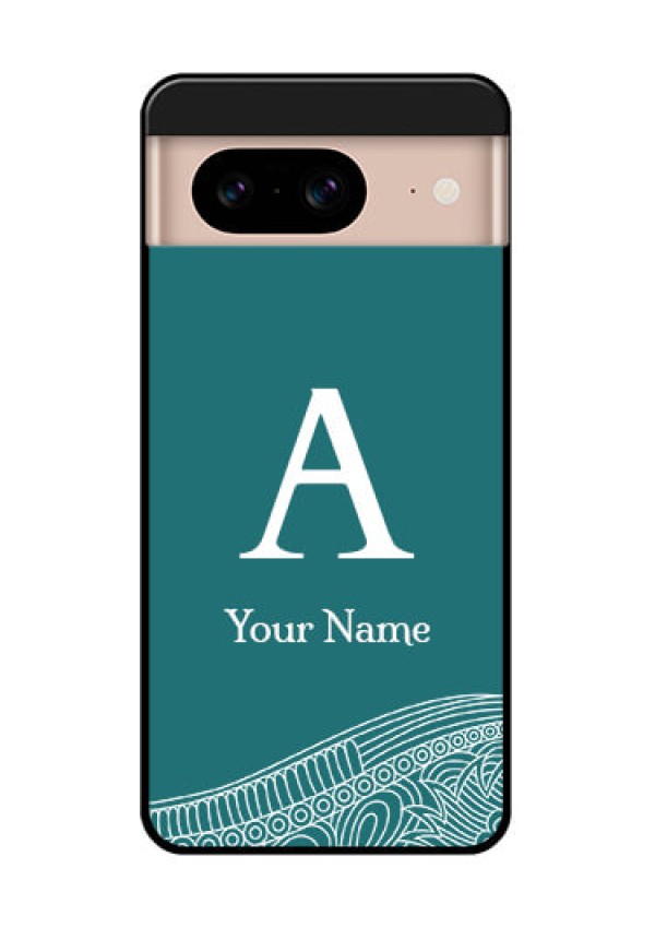 Google Pixel 8 5G Custom Glass Phone Case - Line Art Pattern With Custom Name Design