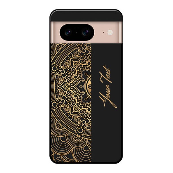 Google Pixel 8 5G Custom Glass Phone Case - Mandala Art With Custom Text Design