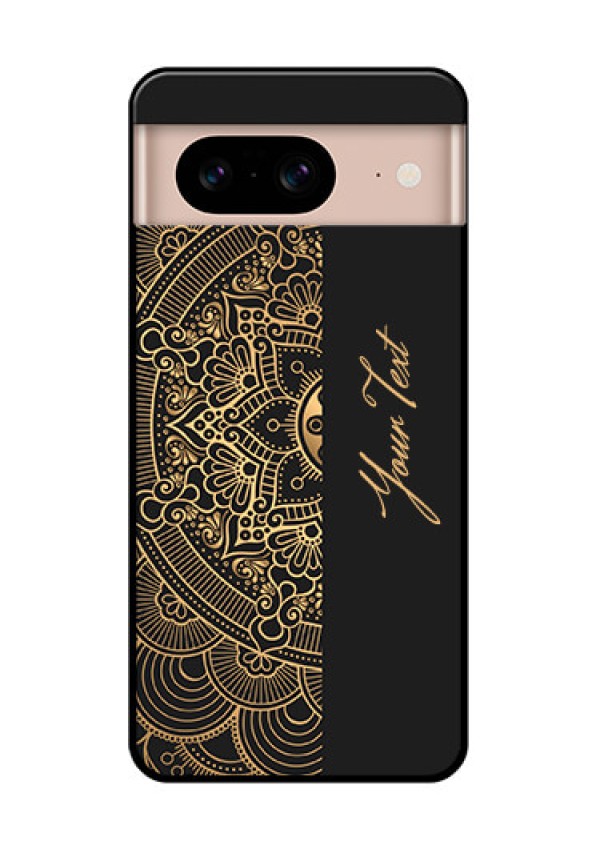 Google Pixel 8 5G Custom Glass Phone Case - Mandala Art With Custom Text Design