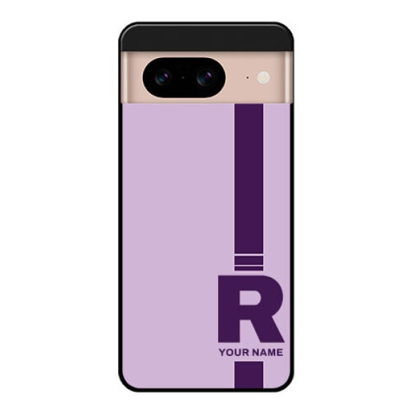 Google Pixel 8 5G Custom Glass Phone Case - Simple Dual Tone Stripe With Name Design