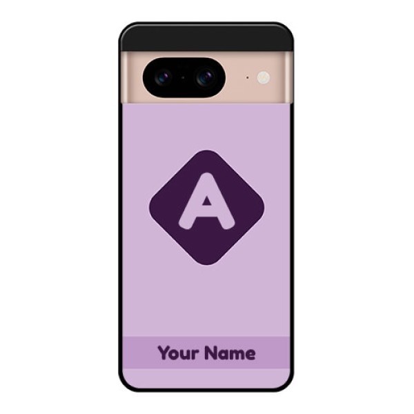 Google Pixel 8 5G Custom Glass Phone Case - Custom Letter In Curved Badge Design
