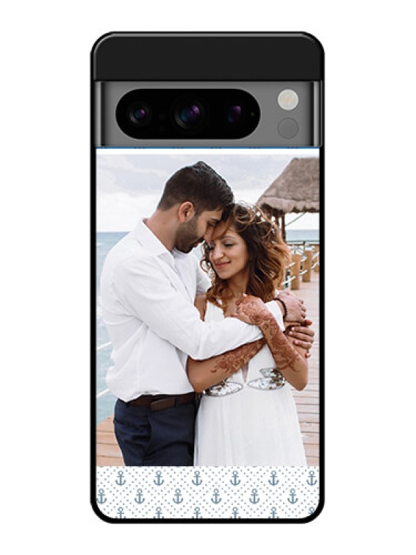 Custom Google Pixel 8 Pro 5G Custom Glass Phone Case - Blue Anchors Design