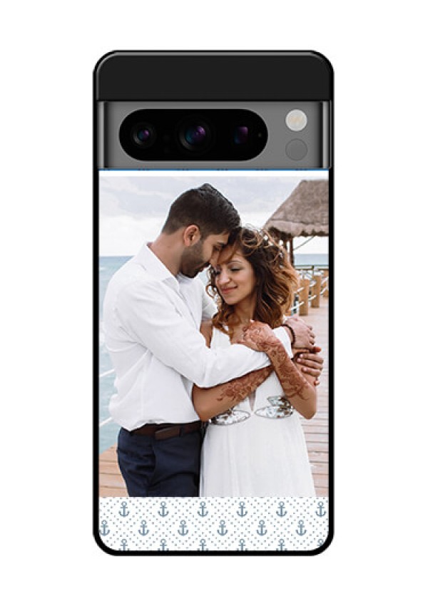 Google Pixel 8 Pro 5G Custom Glass Phone Case - Blue Anchors Design