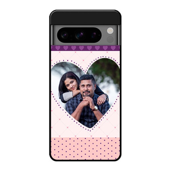 Google Pixel 8 Pro 5G Custom Glass Phone Case - Violet Love Dots Design