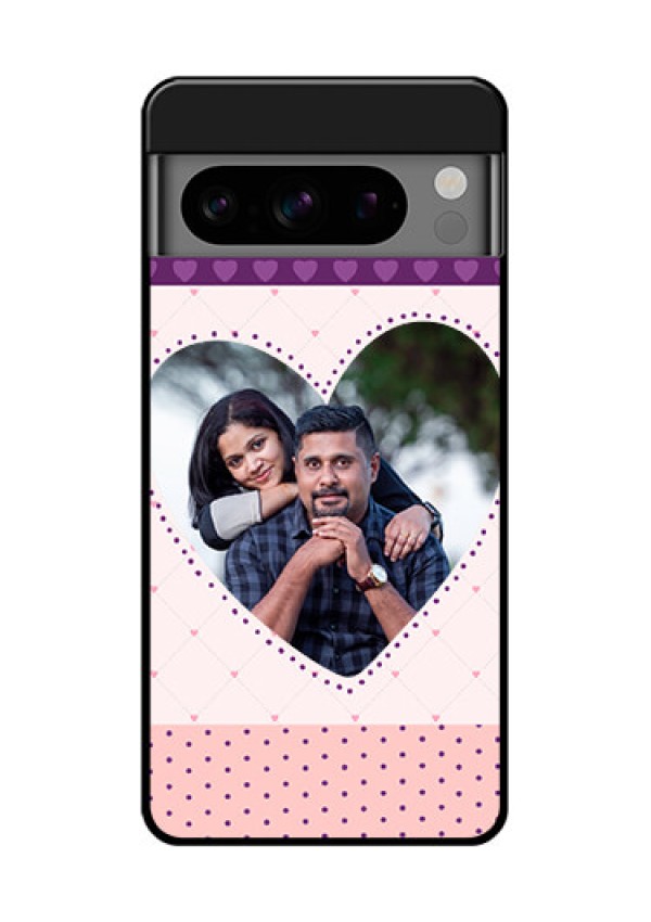Google Pixel 8 Pro 5G Custom Glass Phone Case - Violet Love Dots Design