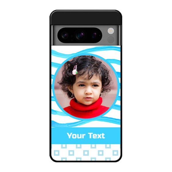 Google Pixel 8 Pro 5G Custom Glass Phone Case - Simple Blue Case Design