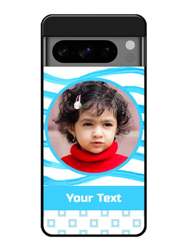 Custom Google Pixel 8 Pro 5G Custom Glass Phone Case - Simple Blue Case Design