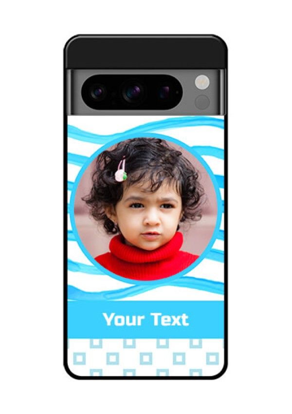 Google Pixel 8 Pro 5G Custom Glass Phone Case - Simple Blue Case Design