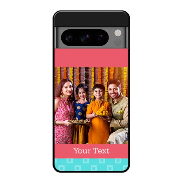 Google Pixel 8 Pro 5G Custom Glass Phone Case - Peach and Blue Color Design
