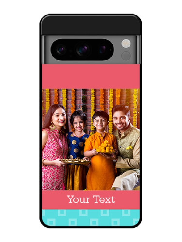 Custom Google Pixel 8 Pro 5G Custom Glass Phone Case - Peach and Blue Color Design