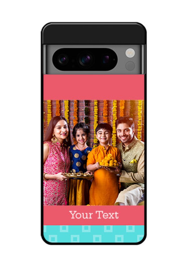Google Pixel 8 Pro 5G Custom Glass Phone Case - Peach and Blue Color Design