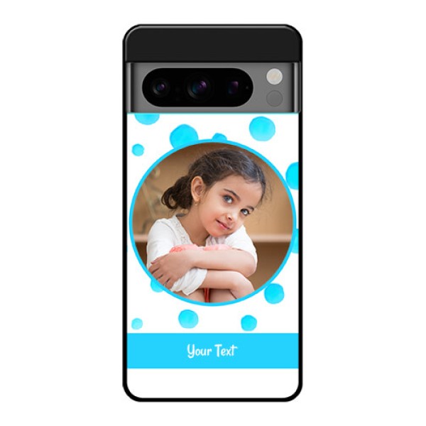 Google Pixel 8 Pro 5G Custom Glass Phone Case - Blue Bubbles Pattern Design
